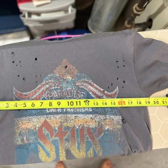 Styx Paradise graphic destructed vintage Band t-shirt - Size S- Faded Black - Picture 7 of 9